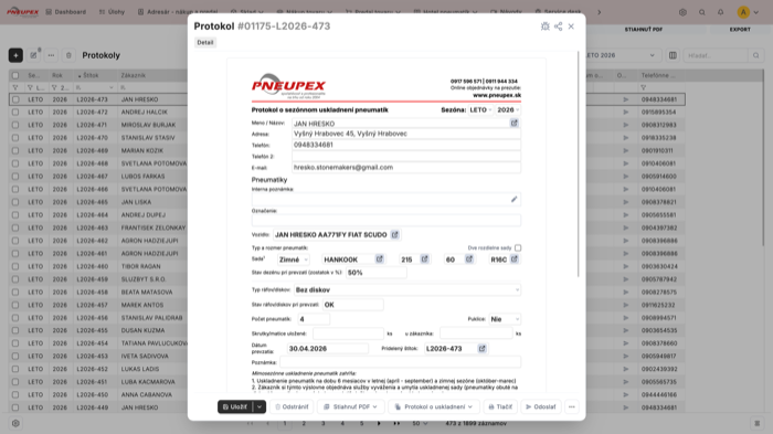 Pneupex — Pneupex – kompletný ERP pre predaj a servis pneumatík (52 modulov)
