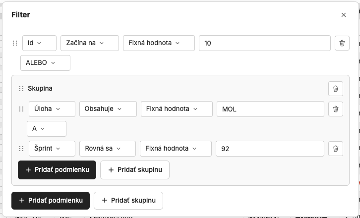 Pokročilé filtre